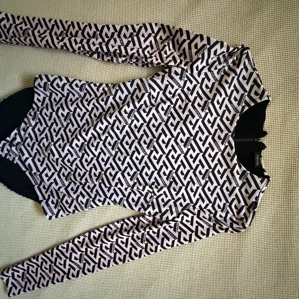 Versace Geometric Black and Pink Bodysuit
